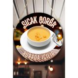 Nod Çorba Salonu için Duvar, Kapı, Çift Taraflı Askılı Pano Karşılama Tabelası, Çorba Dükkanı Tablo Süsü Gri1 30 x 50