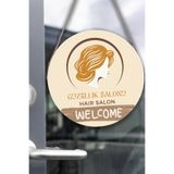 Nod Güzellik Salonu Cam Kapı Pano Karşılama Tabelası, Kadın Kuaför Dükkan Süsü, Askılı Cam Kapı Tablosu Renkli14 30 x 50