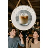 Nod Ice Flat White Temalı Yuvarlak Cafe Tabelası – Jüt İpli Ahşap Duvar & Kapı Dekoru | Barista Süsü Çok renkli1 30 x 50