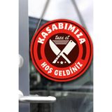 Nod Kasap Dükkanı Cam Kapı Pano Karşılama Tabelası, Kasap İç Mekan için Askılı Dükkan Süs Tablo Dekoru Kırmızı2 30 x 50