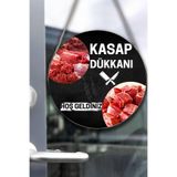 Nod Kasap Dükkanı Cam Kapı Pano Karşılama Tabelası, Kasap İç Mekan için Askılı Dükkan Süs Tablo Dekoru Siyah 30 x 50