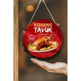 Nod Kızarmış Tavuk Salonu Duvar, Kapı, Tek Taraflı Askılı Karşılama Tabelası, Tavuk Çevirme Dükkanı Süsü Kırmızı3 30 x 50