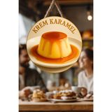 Nod Krem Karamel Temalı İpli Ahşap Kapı Duvar Süsü, Pastane, Tatlı Dükkanı, Cafe Tablo Dekoru Çok Renkli 30 x 50
