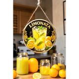 Nod Limonata Temalı Çift Taraflı İpli Ahşap Kapı Duvar Süsü, Cafe, Yazlık Mekan Tablo Dekoru, 30 x 50 cm