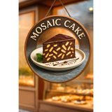 Nod Mozaik Kek Temalı İpli Ahşap Kapı Duvar Süsü, Pastane, Tatlı Dükkanı, Cafe Tablo Dekoru Çok Renkli 30 x 50