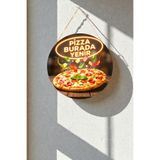 Nod Pizza Burada Yenir İpli MDF Ahşap Kapı Duvar Süsü – Cafe, Restoran, Salon Dekoratif Tablo 30 x 50