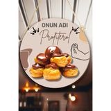 Nod Profiterol Salonu Duvar, Kapı, Çift Taraflı Askılı Pano Karşılama Tabelası, Profiterol Dükkan Süsü Bej2 30 x 50