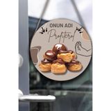 Nod Profiterol Salonu Duvar, Kapı, Tek Taraflı Askılı Pano Karşılama Tabelası, Profiterol Dükkan Süsü Bej1 30 x 50
