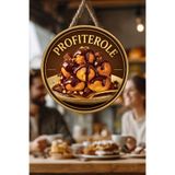 Nod Profiterol Temalı İpli Ahşap Kapı Duvar Süsü, Pastane, Tatlı Dükkanı, Cafe Tablo Dekoru, 30 x 50 cm