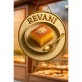 Nod Revani Temalı İpli Ahşap Kapı Duvar Süsü, Pastane, Tatlı Dükkanı, Cafe Tablo Dekoru Çok Renkli 30 x 50