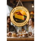 Nod San Sebastian Cheesecake Temalı İpli Ahşap Kapı Duvar Süsü, Pastane, Tatlı Dükkanı, Cafe Tablo Dekor Çok Renkli 30 x 50
