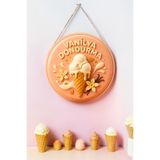 Nod Vanilyalı Dondurma Görselli İpli Ahşap Kapı ve Duvar Süsü, Cafe, Dondurmacı Tabelası, Tatlıcı Dekoru, 30 x 50 cm