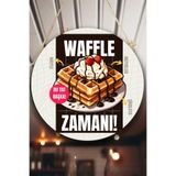 Nod Waffle Salonu Duvar, Kapı, Çift Taraflı Askılı Pano Karşılama Tabelası, Waffle Dükkan Süsü Siyah2 30 x 50