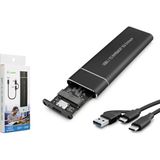 Nodar Hadron HDX1769 SSD Kutu Type-C3.1 + Usb3.0 Nvme M2 Chip JMS581D Siyah (Kdo)