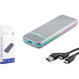 Nodar Hadron M2 HDX1774 SSD Kutu Type-C3.1 + Usb3.0 Nvme + Ngff M2 Chip RTL9210B Gri (Kdo)