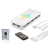 NODAR ND2816W 10 PWM ve 10 ARGB Çıkışlı Fan ve LED Kontrolcü Hub Seti Uzaktan Kumandalı Beyaz