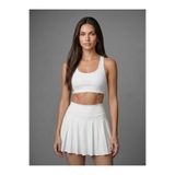 Noe Collection Kadın İç Taytlı Yüksek Bel Pileli Spor Tenis Eteği Beyaz