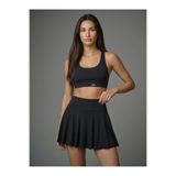 Noe Collection Kadın İç Taytlı Yüksek Bel Pileli Spor Tenis Eteği Siyah