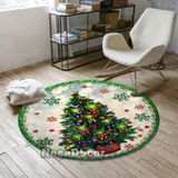 Noel Ağacı Dekorasyonları İçin Süslemeleri Yılbaşı Ağacı Desenli Yuvarlak Halı Dijital Baskı Yeni Yıl, Yılbaşı Dekoru (100 x 100 cm)