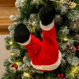 Noel Baba Bacakları Noel Baba Doldurulmuş Yılbaşı Süslemeleri için Ağaca Sıkışmış yılbaşı süsü