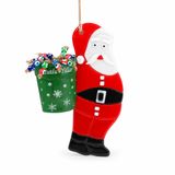 Noel Baba Nazar Cam Kırmızı Minyatür Duvar Süsü, 20x15 cm, İp Askılı, İç ve Dış Mekan Dekorasyonu