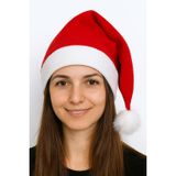 Noel Baba Şapkası - Yetişkin Yılbaşı Şapkası- Polar Yeni yıl Şapkası- Ponponlu