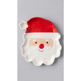 Noel Baba Şekilli Seramik Servis Tabağı, 24x20 cm | Seramik Malzeme, Yılbaşı Temalı, Kırmızı-Beyaz Renk, Atıştırmalık Tabağı, El Yapımı Görünüm