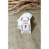 Noel Baba Temalı Yeni Yıl Etiketi - Mutlu Yıllar - Karton Yılbaşı Etiketi (3,5 x 6,5 Cm) 72 Adet - --