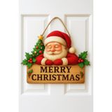 Noel Babalı Ahşap Kapı Yılbaşı Kapı Yılbaşı Süsü, Noel Kapı Süsü (30-20 cm)