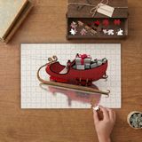 Noel Babanın Kızağındaki Hediyeler Tasarımı 240 Parça Ahşap Puzzle Ahşap Kutuda MP00234