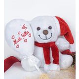 Noel Baba,Yılbaşı,20-25 cm Pelüş, 20 cm Teddy Bear, Atkılı Balonlu Tedy Bear,Yumuşak, Sevgiliye Hediye,Ayı Teddy,Peluş Ayıcık,Plush Toys,Oturan ayı,Ofis Hediyesi (NoelBeyaz)