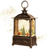 Noel Feneri, Yanan Noel Kar Küresi Fener-USB + Müzik Noel Su Feneri Kar Küresi Taşınabilir Yaratıcı Sevimli Noel Süslemeleri ve Büyüleyici Hediyeler (Orman Evi)