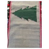 Noel Temalı Gri Keten Masa Örtüsü, Ekose Çam Ağacı Desenli, Ponponlu Kenar Süslemeli, Dekoratif Yemek Masası Örtüsü (yeşil, 150 cm)