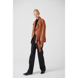 Noella Nichole Oversize Biker Deri Ceket Jumbo Viski - Açık Taba - Kahve