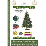 #Noelpaketi Kaliteli Yapay Yeşil Sık Dallı Dekoratif Büyük Ev Ağacı Noel Paketi 180 Cm 500 Dal Vitrin