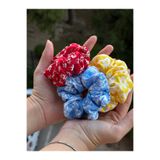 Noestudio 3'lü Scrunchie donut Saç Tokası Seti Desenli Kumaş Lastik Toka Bohem Yaz Stili