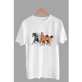 noetr Beyaz Renk Basic At Baskılı Erkek T-shirt