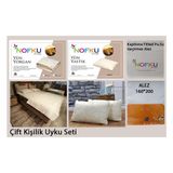 Nofku Çift Kişilik Kapitoneli Yün Uyku Seti - Beyaz