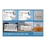 Nofku Çift Kişilik Pamuk Uyku Seti - Beyaz