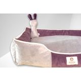 Nohov Premium Soft Seri Yıkanabilir Kedi ve Köpek Yatağı 65 x 80 cm Large - Gri Gövde / Mor Kapak
