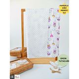 Nohut Desenli Pamuklu Çift Katlı Bebek Battaniyesi – 85 x 85 cm Kız/erkek Kundak & Mevsimlik Örtü - Ekru - 0 - 2 Yaş
