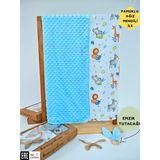 Nohut Desenli Pamuklu Çift Katlı Bebek Battaniyesi – 85 x 85 cm Kız/erkek Kundak & Mevsimlik Örtü - Mavi - 0 - 2 Yaş