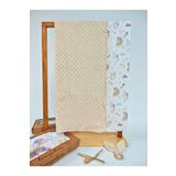 Nohut Desenli%100 Pamuklu Çift Katlı Bebek Battaniyesi – 85x85 cm Kız/Erkek Kundak & Mevsimlik Örtü Bej