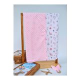 Nohut Desenli%100 Pamuklu Çift Katlı Bebek Battaniyesi – 85x85 cm Kız/Erkek Kundak & Mevsimlik Örtü Pembe