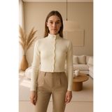 Noi Belis Basic Crop Yumuşak Dokulu Dik Yaka Triko Hırka AW25HI0004