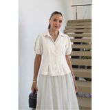 Noi Belis Bele Oturan Balon Kol Detaylı Dokuma Bluz SS26BZ0175