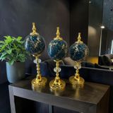 Noir Gold Marble Küre Dekoratif Obje Seti – Siyah Altın Mermer Desenli Lüks Modern 3’lü Ev Dekor