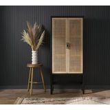 Noir Masif Ahşap Rattan Detaylı Büfe Dolap - Çok Renkli - yok
