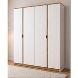 Noiss Home Decor Asel 4 Kapaklı Raflı Genç Odası Yatak Odası Gardırop - Beyaz