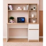 Noiss Home Decor Asel Raflı Çekmeceli Çalışma Masası Bilgisayar Masası Kitaplıklı Ders Masası - 51*150*104 - Beyaz